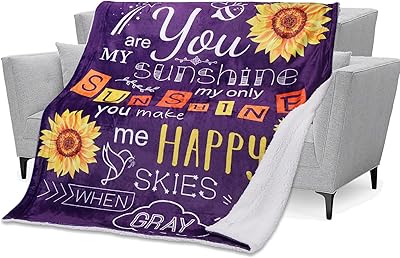 Couverture tournesol - tissu polaire sherpa doux, confortable et chaud avec les paroles you are my sunshine - matériau épais double couche - cadeau attentionné pour noël, un anniversaire et la saint-valentin. Diaytar : Des offres irrésistibles chaque jour