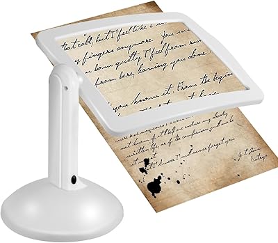 Loupe de lecture mains libres 3x pleine page, lentille led, lampe de bureau