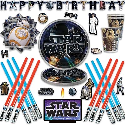 Ensemble de fournitures et cadeaux de fête d'anniversaire classiques star wars pour 12