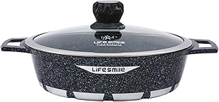 Poêle plate life smile avec couvercle | à frire antiadhésive durable avec revêtement