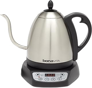 Bouilloire à col de cygne bonavita, argent, 1 litre, bv382510v-ceb