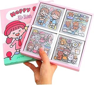 Ensemble d'autocollants kawaii, 100 feuilles, mignons, imperméables, transparents, animaux de dessin animé, fleurs