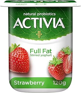 Yaourt fouetté entier activia aux fraises, 120 grammes