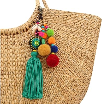 Pendentif de sac à pompon coloré pour femme, porte-clés multicouche décoré de pompons