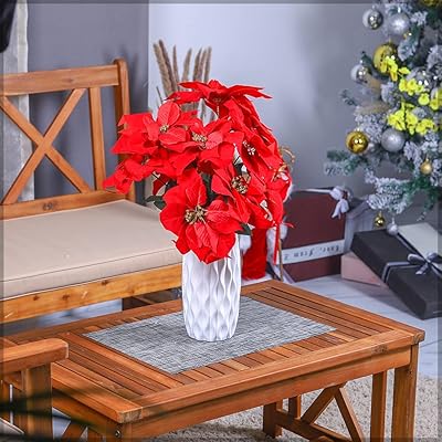 Yatai lot de 4 fleurs de poinsettia rouges pour la décoration intérieure