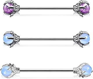 Haltère industriel acier inoxydable 316l griffe de dragon pierre naturelle