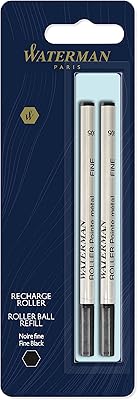 Recharge pour stylo à pointe fine waterman, encre noire, 2 unités