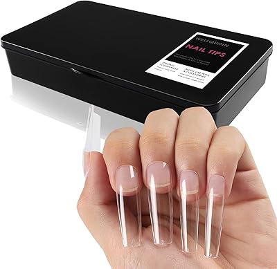 Wellquen faux ongles carrés longs, couverture complète, à pression, pour faux ongles droits
