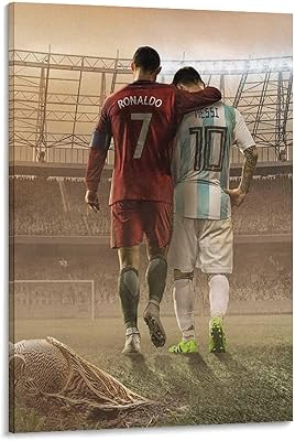 Nbhyk, affiche encadrée de cristiano ronaldo et lionel messi, art mural imprimé