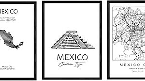 Une collection d'affiches et de monuments de pays. carte de mexico tzetzin itza carte de mejico. taille a3. Diaytar Sénégal : L'e-commerce qui vous ressemble