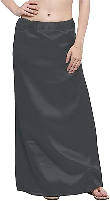 Jupe saree en satin pour femme, sous-jupe, taille libre réglable (blanc)