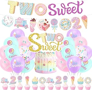 Ensemble de 2 décorations de fête d'anniversaire comprenant une bannière sucrée beignet