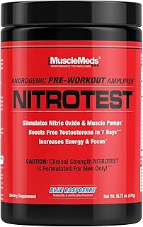 Boisson supplémentaire pré-entraînement muscle maids nitrotest, boost d'oxyde nitrique, testostérone, framboise bleue, 30