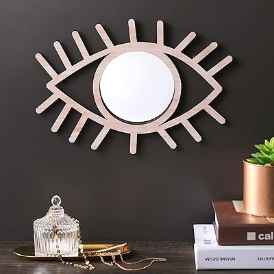Wesiti bois boho oeil miroir oeil forme décoration murale funky rotin art miroir