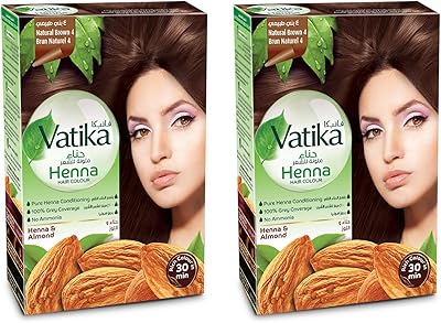 Teinture capillaire au henné dabur vatika - brun naturel, 10 g