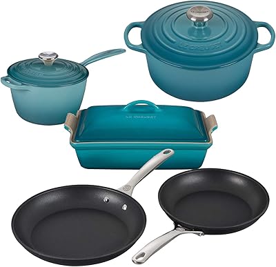 Batterie de cuisine complète tout usage en fonte émaillée la corset avec poignées