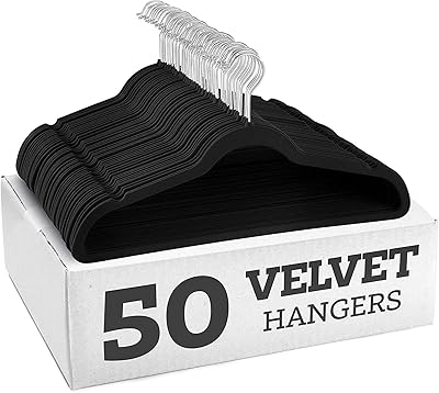 Cintres antidérapants en velours yannick 50 pièces ultra fins et peu encombrants
