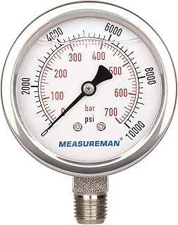 Cadran measureman 2-1-2" 1-4 "npt ​​inférieur manomètre hydraulique rempli de glycérine boîtier en acier. Diaytar : Des prix qui défient toute concurrence