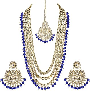 Bollywood kundan ensemble de bijoux de mariée indien plaqué or 18 carats