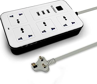 Rallonge d'alimentation universelle elonsee de 5 m avec 4 prises de courant