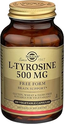Solgar l-tyrosine végétarienne 500 mg 100 capsules végétariennes pour le soutien du cerveau
