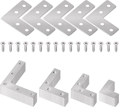Tanstic 100 pièces supports d'angle plats argentés avec vis, supports robustes en forme
