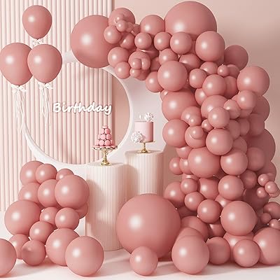 Ballons roses poussiéreux 92 pièces kit d'arche de guirlande ballons rose