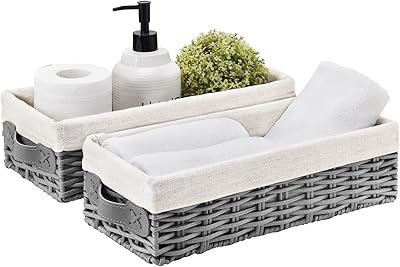 Paniers de rangement en osier avec doublure, paquet de 2 paniers de rangement