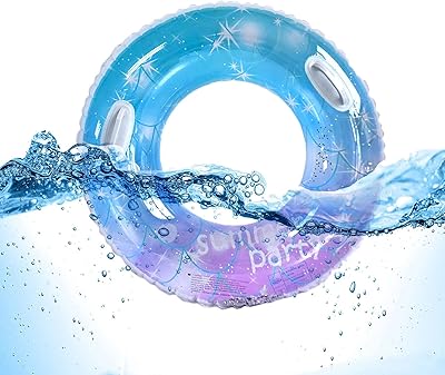Bouée de natation avec poignées bouée flottante transparente avec paillettes gonflable pour adultes