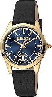 Montre à quartz just cavalli donna efficient, affichage analogique et bracelet en cuir