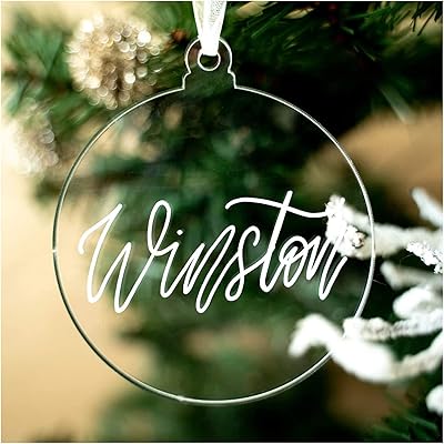 2021 unico 3" ornement de noël rond en acrylique transparent lampe ronde vierge