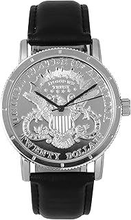 Montre en cuir techno pavé pour homme à cadran doré