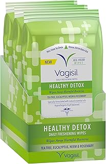 Lingettes nettoyantes totales vagisil, détox saines, formulées avec des huiles essentielles, 20 lingettes