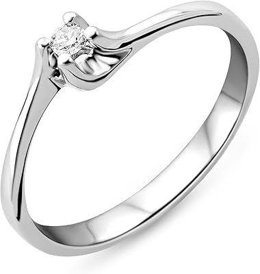Bague solitaire diamant m9004 en or blanc 9 ct