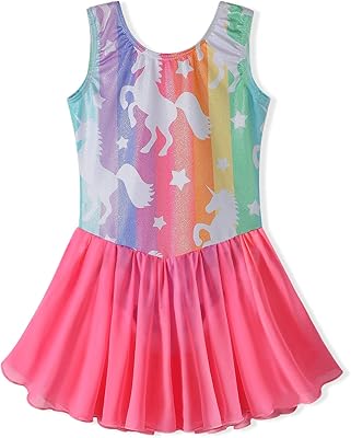 Robe de danse jupe tutu de gymnastique imprimé licorne pour filles