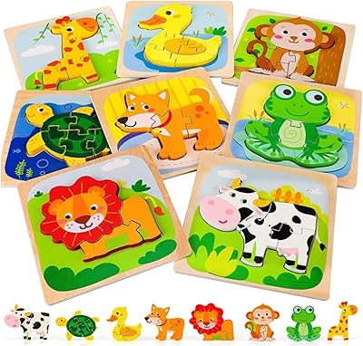 Puzzles en bois 8 pièces pour les tout-petits - jouet animal montessori