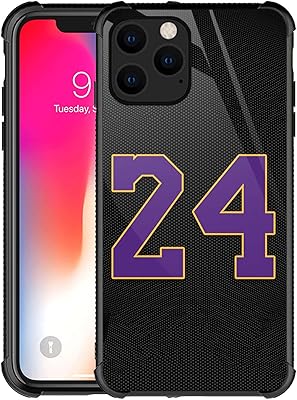 Coque pour iphone 11 noir 24 jersey violet jaune pour filles et garçons