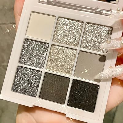 Palette de fards à paupières smokey noir et blanc, 9 couleurs mates, fard