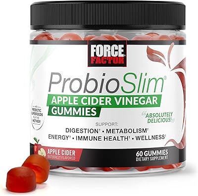 Force factor probioslim vinaigre de cidre de pomme biologique à mâcher, probiotiques