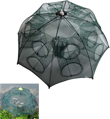 Filet de pêche pliable portable pour poissons écrevisses crevettes 8 côtés