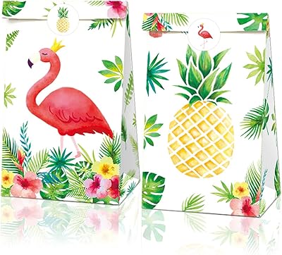 Lot de 12 sacs à dragées hawaïennes, sacs à bonbons à l'ananas, sacs