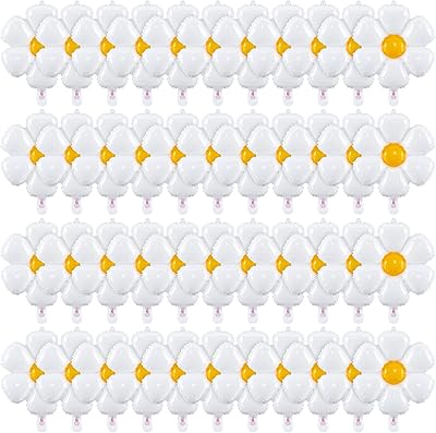 50pcs ballons marguerite pour décorations de fête en aluminium blanc pour fête