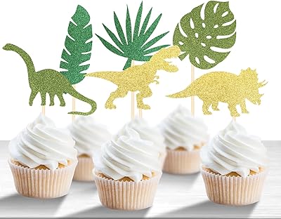 Rs starksy 24 pièces de décorations pour cupcakes en forme de dinosaure vert