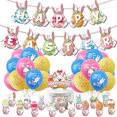 Le kit de décorations de fête de pâques kalamai de 39 pièces comprend des décorations de gâteaux colorées en forme de lapin de pâques pour la maison, le bureau, l'école. Diaytar : Des offres irrésistibles chaque jour
