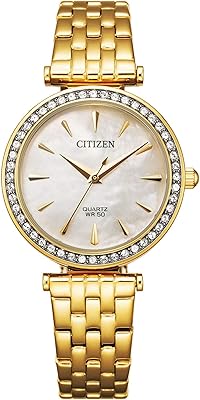 Montre à quartz pour femme citizen, affichage analogique et bracelet en acier inoxydable