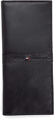 Tommy hilfiger portefeuille en cuir ranger avec blocage rfid pour hommes, checkbook secret