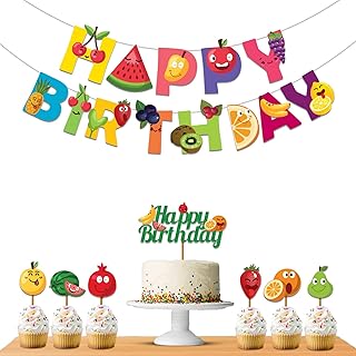 Festiko® tutti frutti kit de décoration de fête d'anniversaire pour cupcakes cadeaux