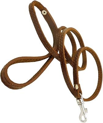 4 laisses classiques pour chiens en cuir marron de 1 cm de largeur