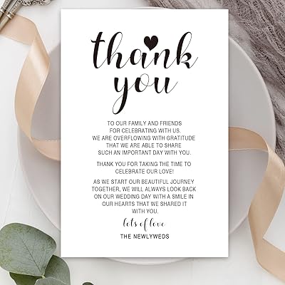 50 cartes de remerciement de mariage cartes de mise en place bannière dîner