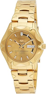 Montre seiko à cadran doré 5 pour homme, acier inoxydable, automatique - snz450j1